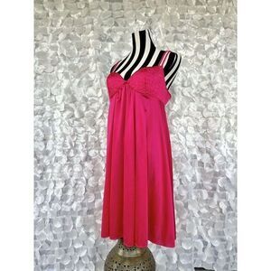 Vanity Fair Vintage Hot Pink Short Satin Nylon Babydoll Nightgown Medium